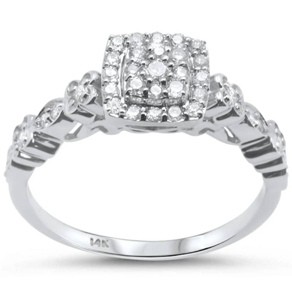 <span>DIAMOND CLOSEOUT! </span>.32cts 14k White gold Square Shape Diamond Ring Size 6.5