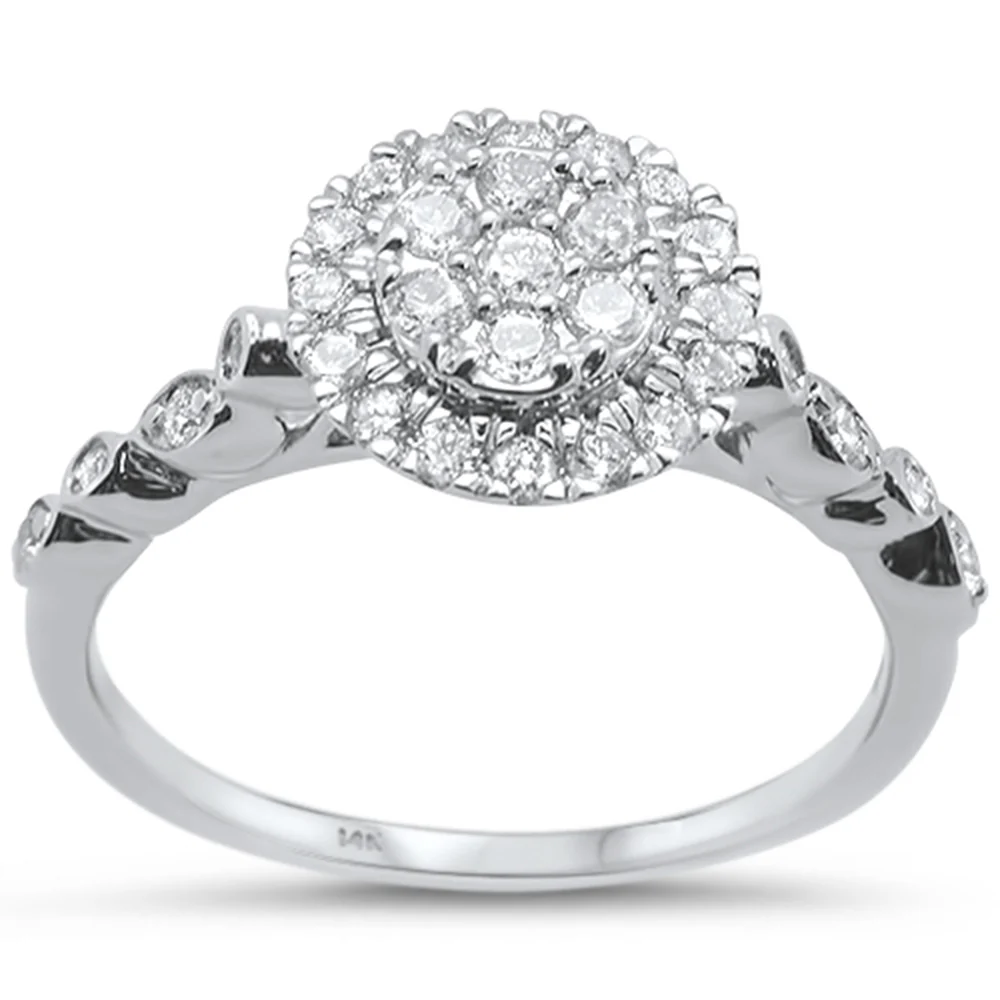 <span>DIAMOND CLOSEOUT! </span>.48cts 14k White gold Round Diamond Engagement Ring Size 6.5