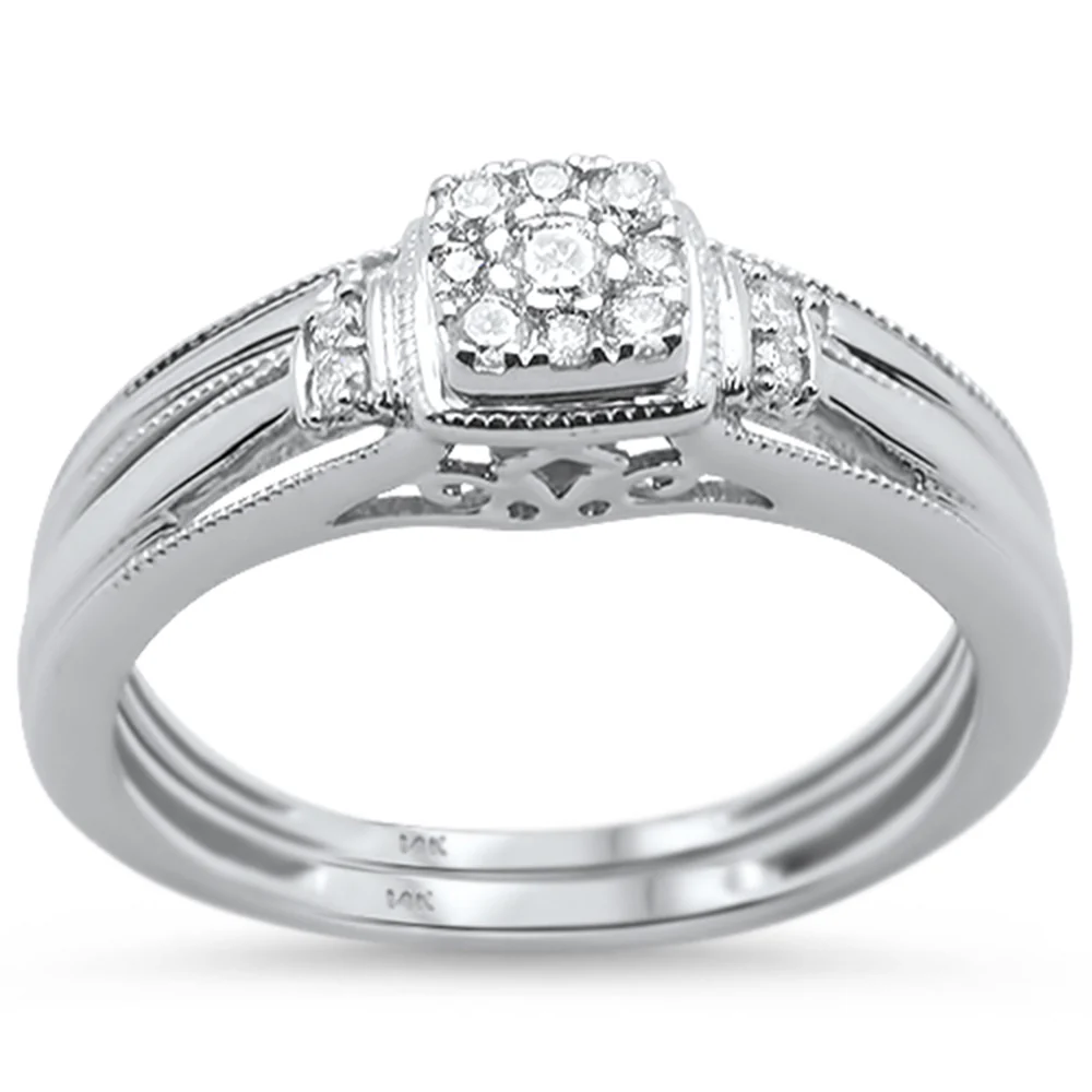 <span>DIAMOND CLOSEOUT! </span> .21cts 14k White gold Square Shape Diamond Engagement Ring Bridal Set