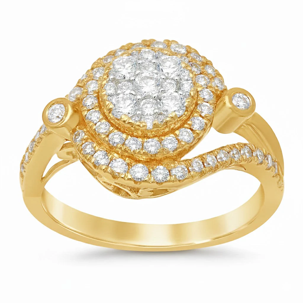 <span>DIAMOND CLOSEOUT! </span> .96ct 10kt Yellow Gold Round Diamond Engagement Wedding Ring Size 6.5 - Image 2