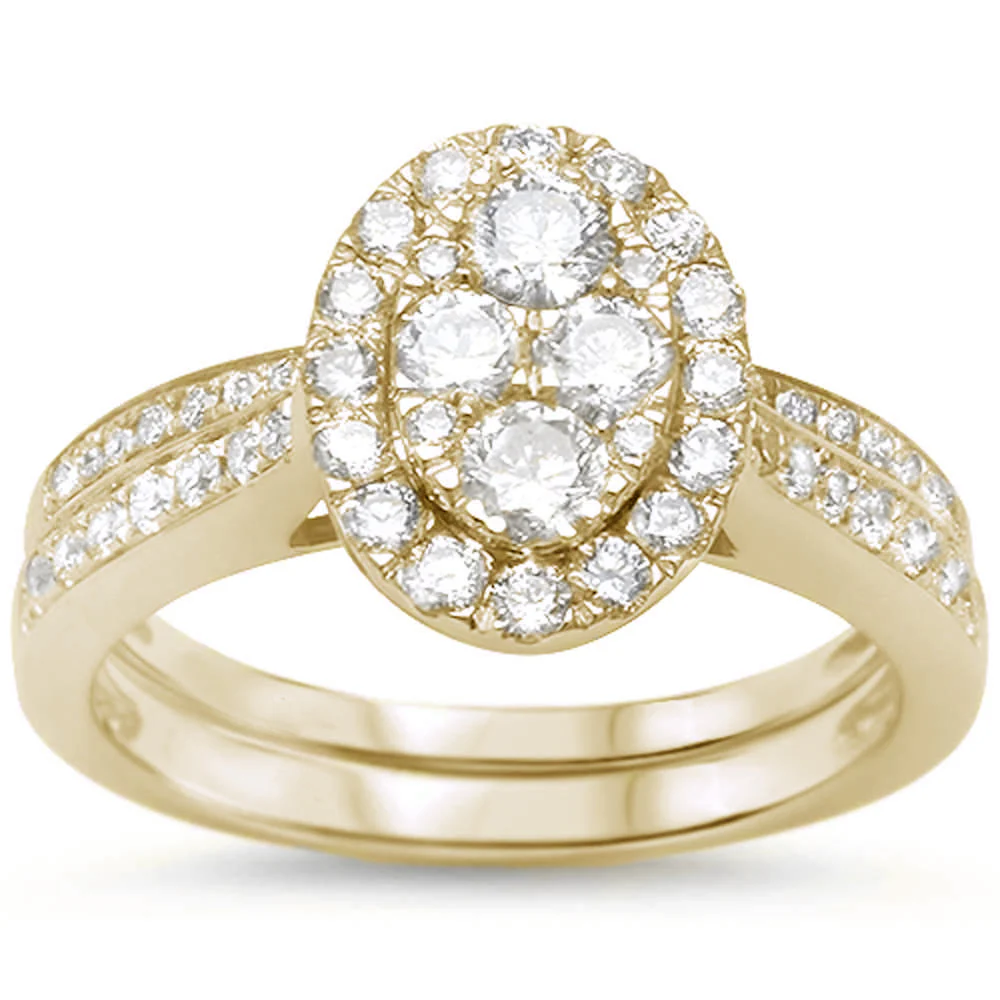 <span>DIAMOND CLOSEOUT! </span>1.05ct 10k Yellow Gold Diamond Engagement Wedding Ring Bridal Set Size 6.5