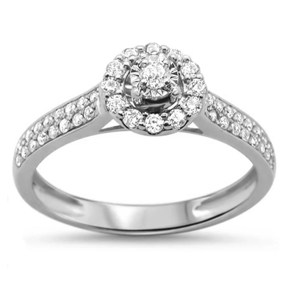 <span>DIAMOND CLOSEOUT! </span>.38ct 14K White Gold Round Diamond Engagement Ring Size 6.5