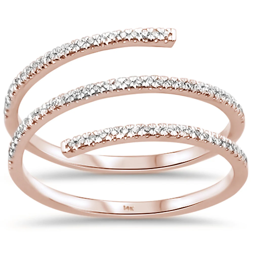<span>DIAMOND CLOSEOUT! </span>.22ct 14kt Rose Gold Wraparound Trendy Diamond Ring Size 6.5