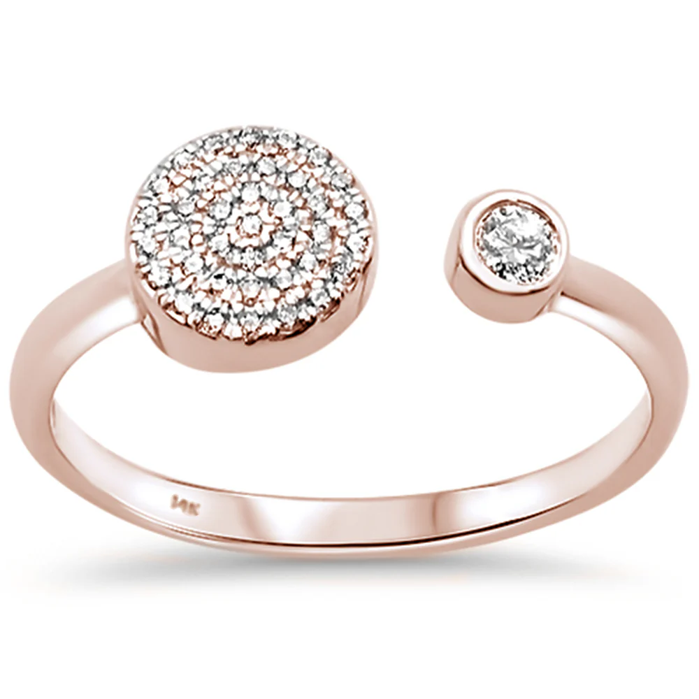 <span>DIAMOND CLOSEOUT! </span>.12ct 14kt Rose Gold Trendy Open Diamond Ring Size 6.5