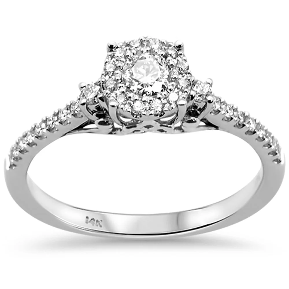 <span style="color:purple">SPECIAL!</span> .50ct 14kt White Gold Round Diamond Engagement Ring Size 6.5
