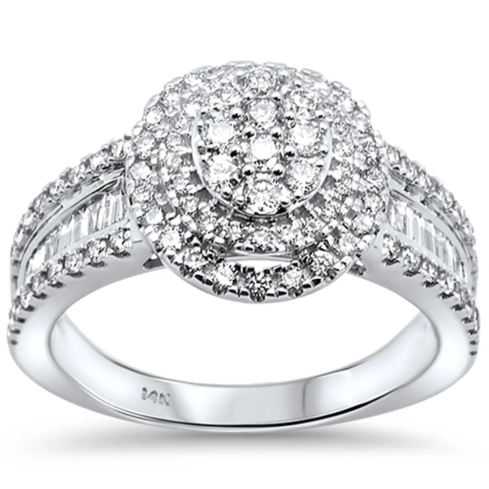 <span>DIAMOND CLOSEOUT! </span>1.01ct 14kt White Gold Elegant Round & Baguette Diamond Engagement Ring