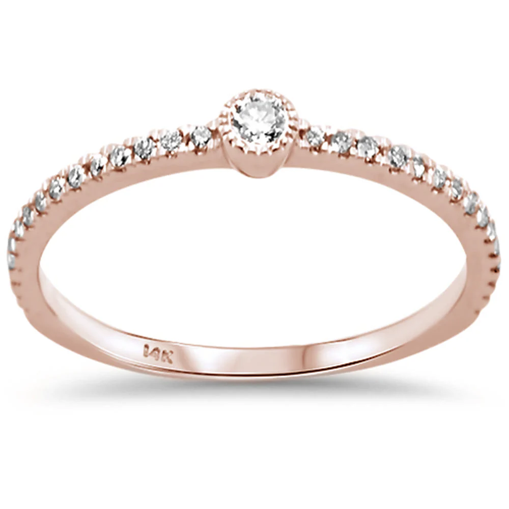 <span>DIAMOND CLOSEOUT! </span>.20ct F SI 14K Rose Gold Diamond Stackable Trendy Womens Band Ring Size 6.5