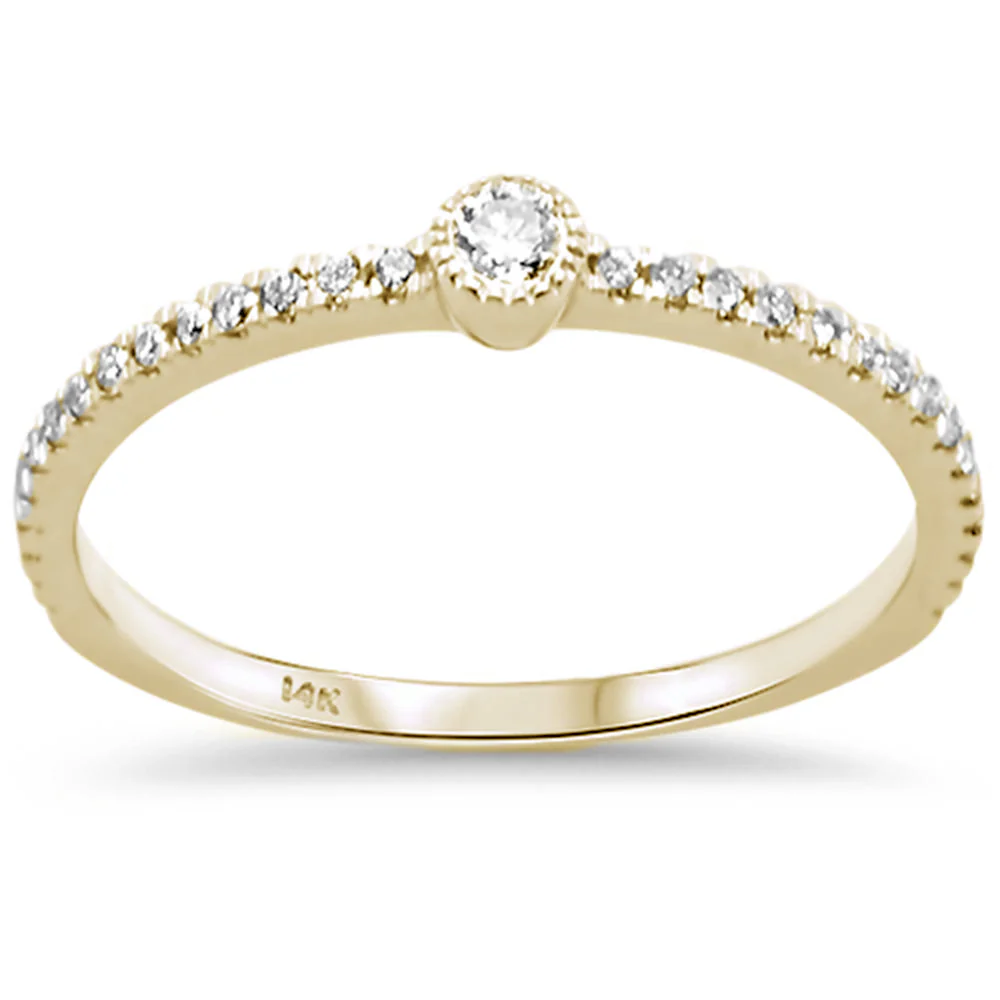 <span>DIAMOND CLOSEOUT! </span>.21ct F SI 14K Yellow Gold Diamond Stackable Round Band Size 6.5
