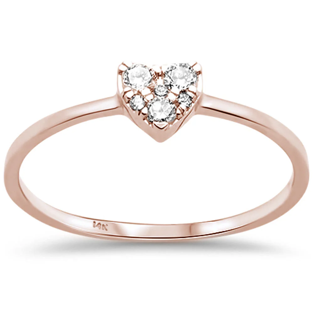 <span>DIAMOND CLOSEOUT! </span>.13ct F SI 14K Rose Gold Heart Diamond Promise Engagement Ring Size 6.5