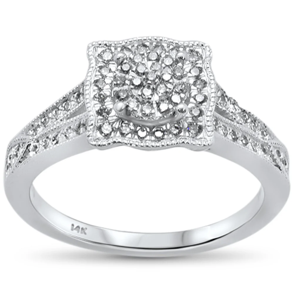 <span>DIAMOND CLOSEOUT! </span>.32ct 14k White Gold Square Diamond Engagement Ring Size 6.5