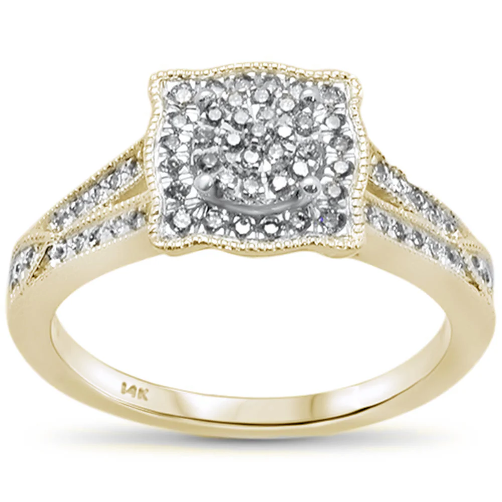 <span>DIAMOND CLOSEOUT! </span>.32ct 14k Yellow Gold Square Diamond Engagement Ring Size 6.5