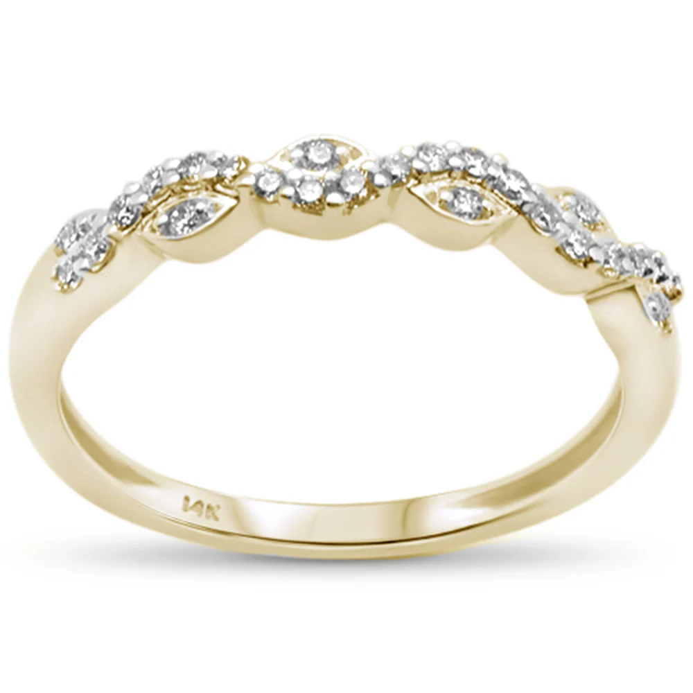 .15ct 14k Yellow Gold Round Diamond Wedding Anniversary Band Ring Size 6.5