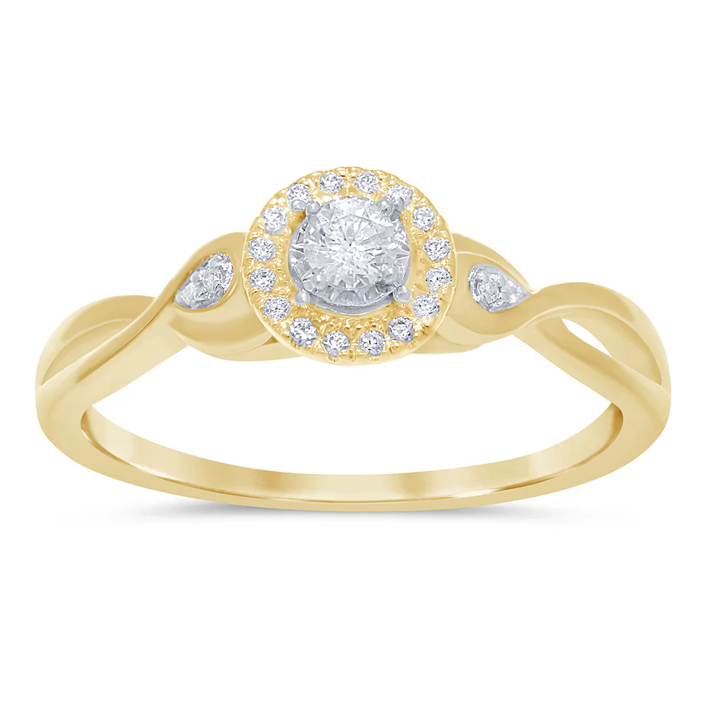 <span>DIAMOND CLOSEOUT! </span>.17ct 14k Yellow Gold Round Diamond Twisted Band Engagement Ring Size 6.5