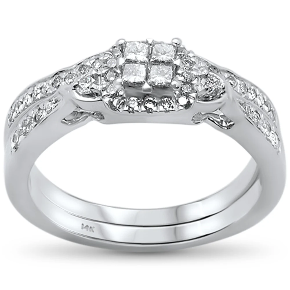 <span>DIAMOND CLOSEOUT! </span>.50ct 14k White Gold Diamond Engagement Bridal Set Ring Size 6.5