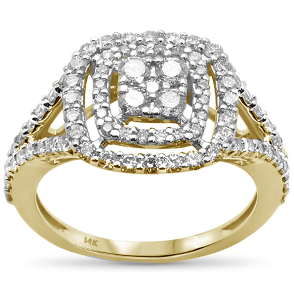 <span>DIAMOND CLOSEOUT! </span>.98ct 14k Yellow Gold Square Shape Diamond Engagement Ring Size 6.5