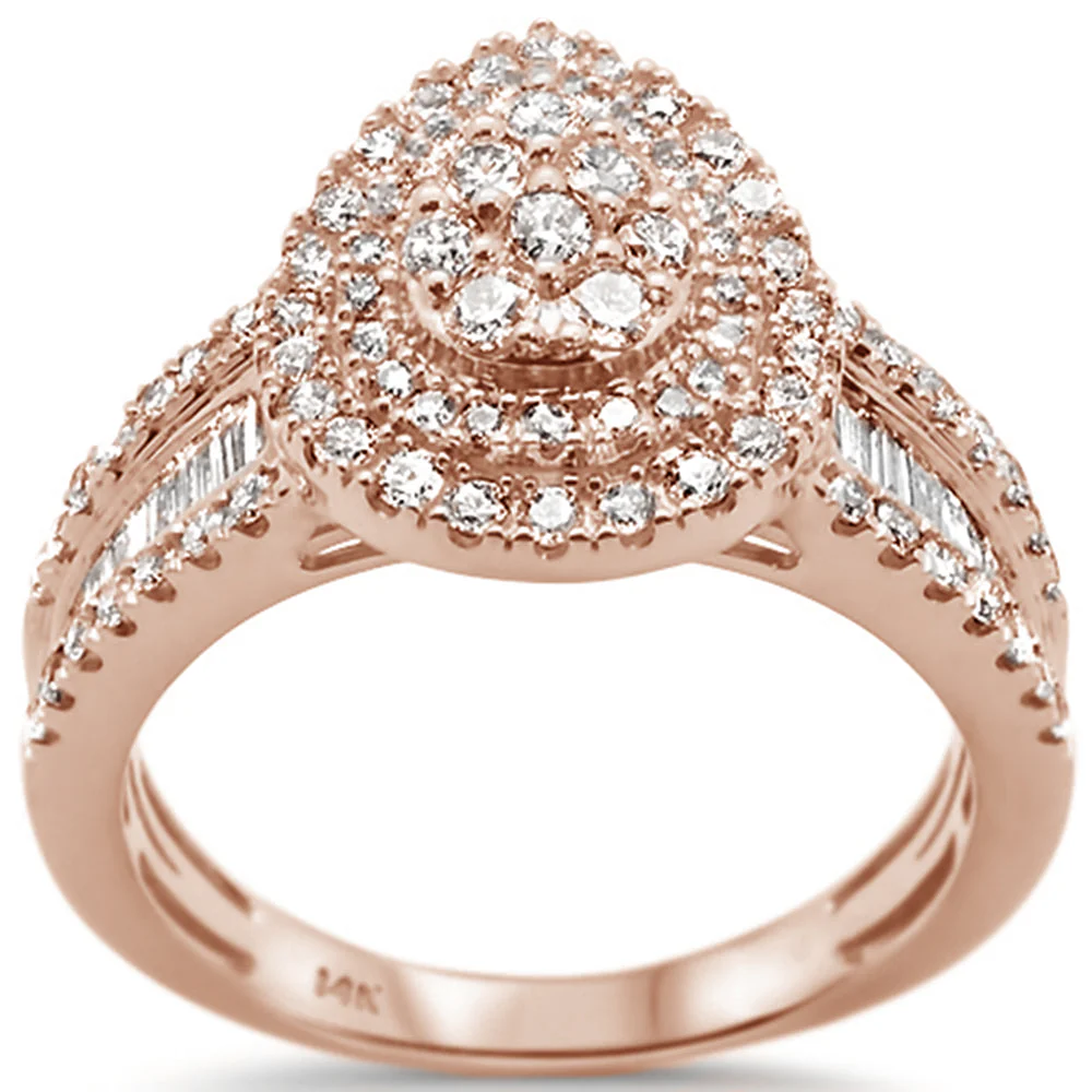 <span>DIAMOND CLOSEOUT! </span>.98ct 14k Rose Gold Pear Shape Diamond Engagement Ring Size 6.5