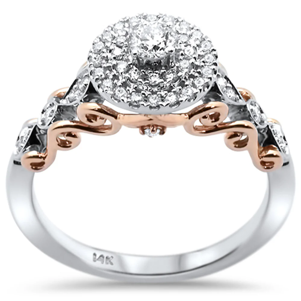 <span>DIAMOND CLOSEOUT! </span>.38ct 14k Two Tone Gold Round Diamond Engagement Ring Size 6.5