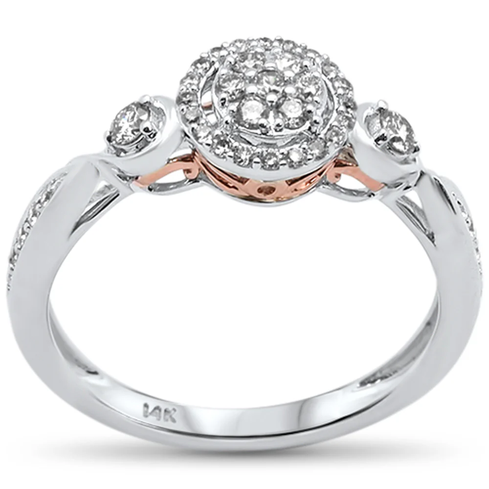 <span>DIAMOND CLOSEOUT! </span> .34ct 14k Two Tone Gold Diamond Engagement Ring Size 6.5