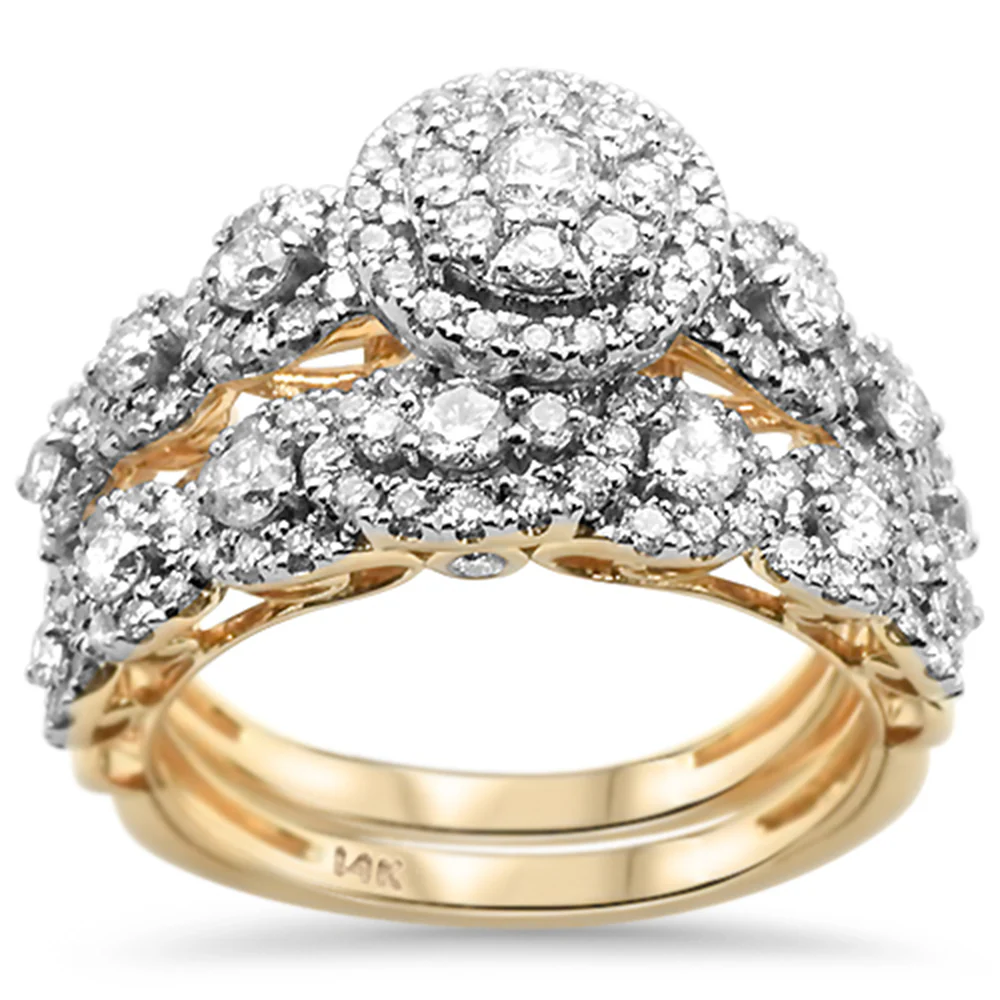 <span>DIAMOND CLOSEOUT! </span> 1.46ct 14k Two Tone Gold Diamond Engagement Ring Bridal Set Size 6.5