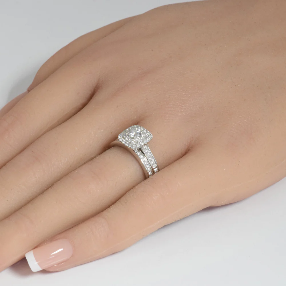 <span>DIAMOND CLOSEOUT! </span>.75ct 14k White Gold Diamond Engagement Bridal Set Ring Size 6.5 - Image 2