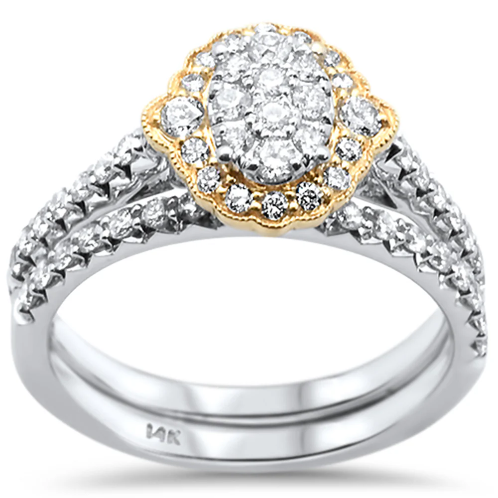 <span style="color:purple">SPECIAL!</span> .75ct 14k Two Tone Gold Diamond Engagement Ring Bridal Set Size 6.5