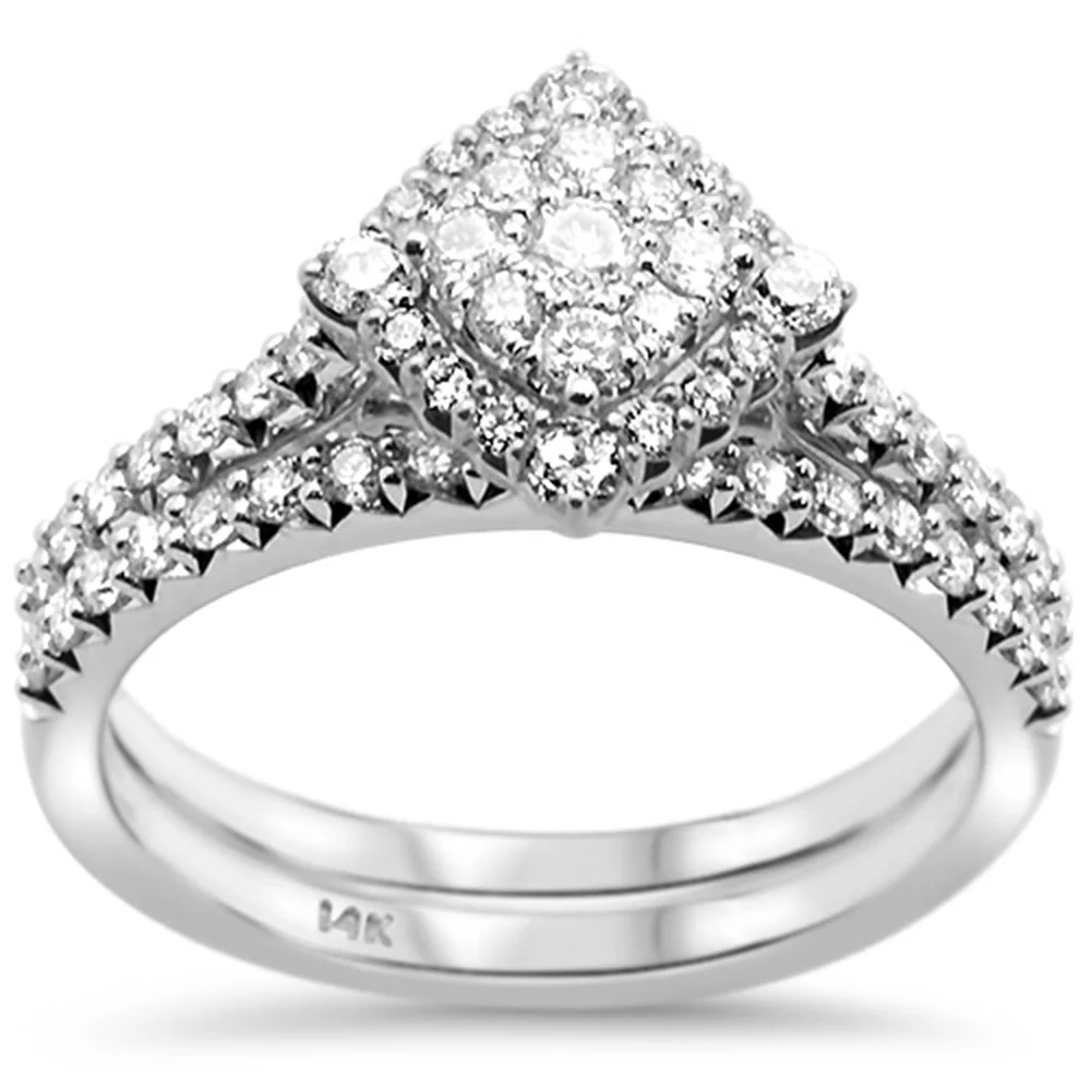 <span>DIAMOND CLOSEOUT! </span>.74ct G SI 14k White Gold Square Shape Diamond Engagement Bridal Set 6.5