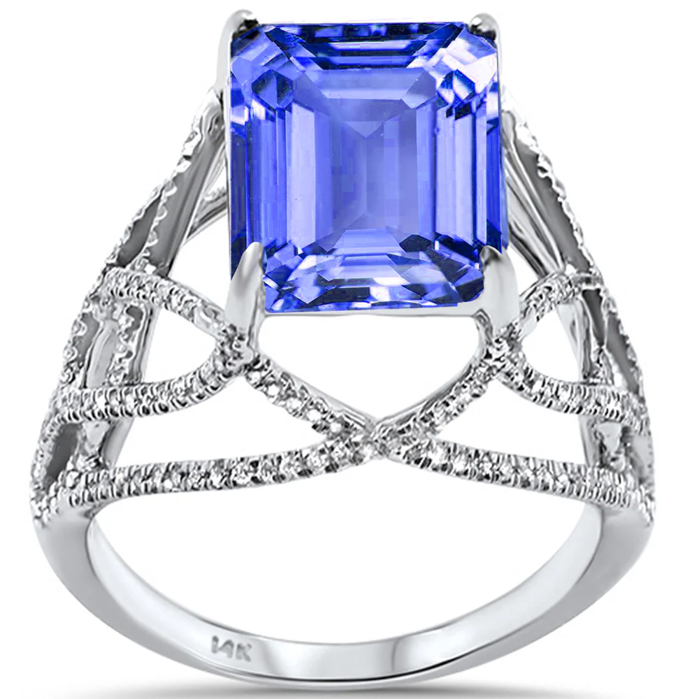 <span>DIAMOND CLOSEOUT! </span> 5.09ct 14K White Gold Tanzanite & Diamond Ladies Ring size 6.5 - Image 2