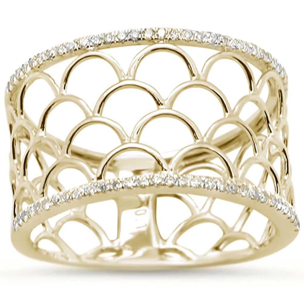 <span style="color:purple">SPECIAL!</span> .13ct 14K Yellow Gold Wide Diamond Band Ring Size 6.5