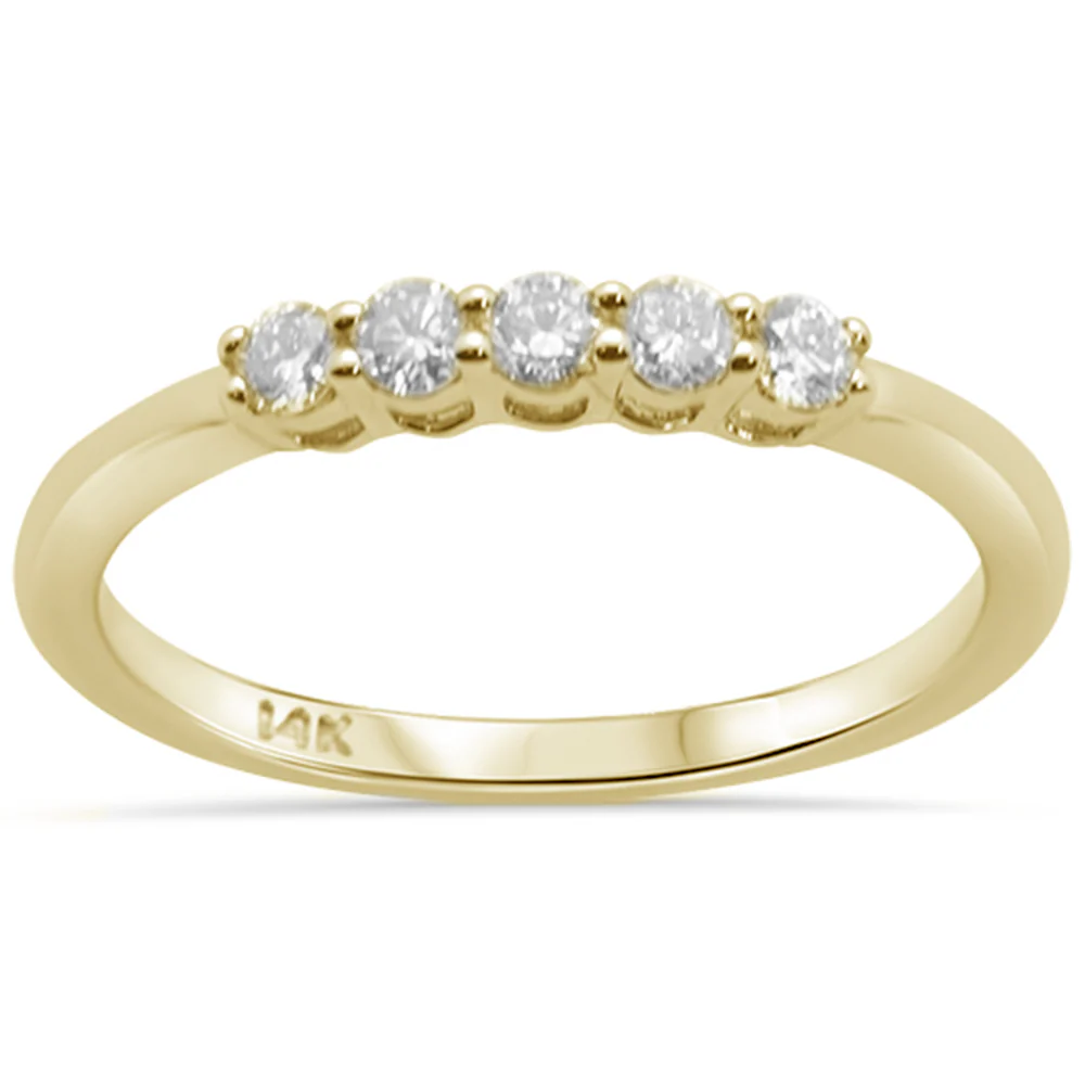 <span>DIAMOND CLOSEOUT! </span>.25ct 14K Yellow Gold 5 Round Diamond Anniversary Band Ring Size 6.5