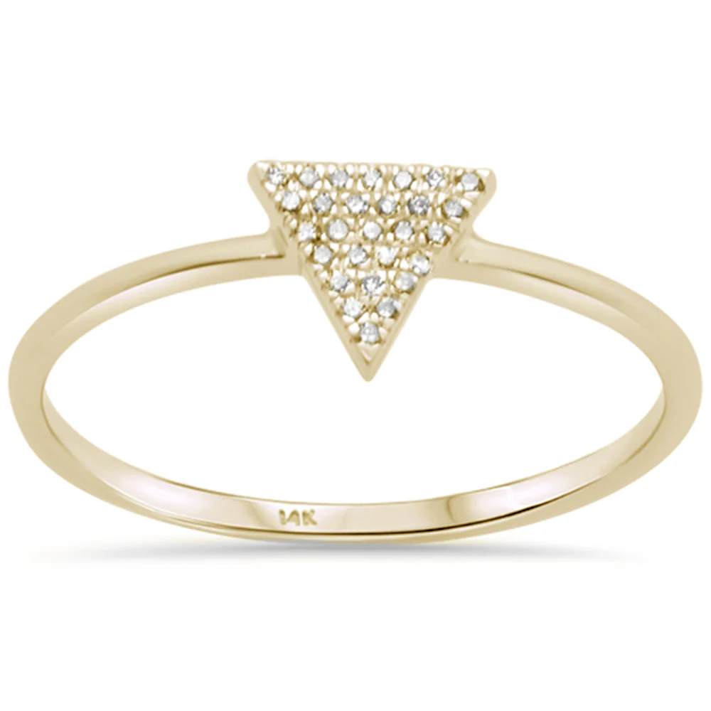 <span>DIAMOND CLOSEOUT! </span>.11ct 14KT Yellow Gold Trendy Triangle Diamond Ring Size 6.5