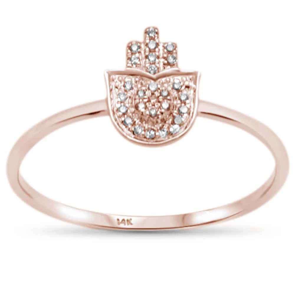 <span>DIAMOND CLOSEOUT! </span>.04CT G SI 14KT Rose Gold Diamond Trendy Hand of Hamsa
