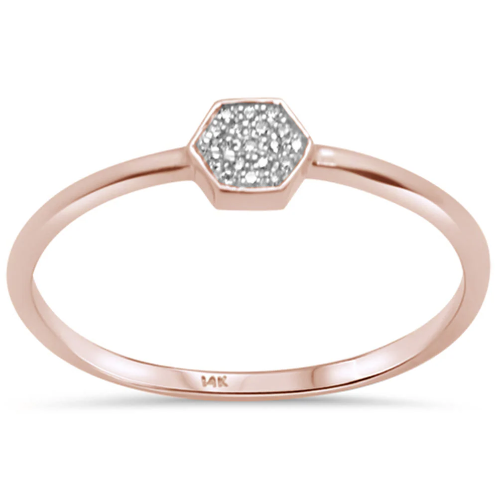 <span>DIAMOND CLOSEOUT! </span>.03ct G SI 14K Rose Gold Ladies Trendy Diamond Ring Size 6.5