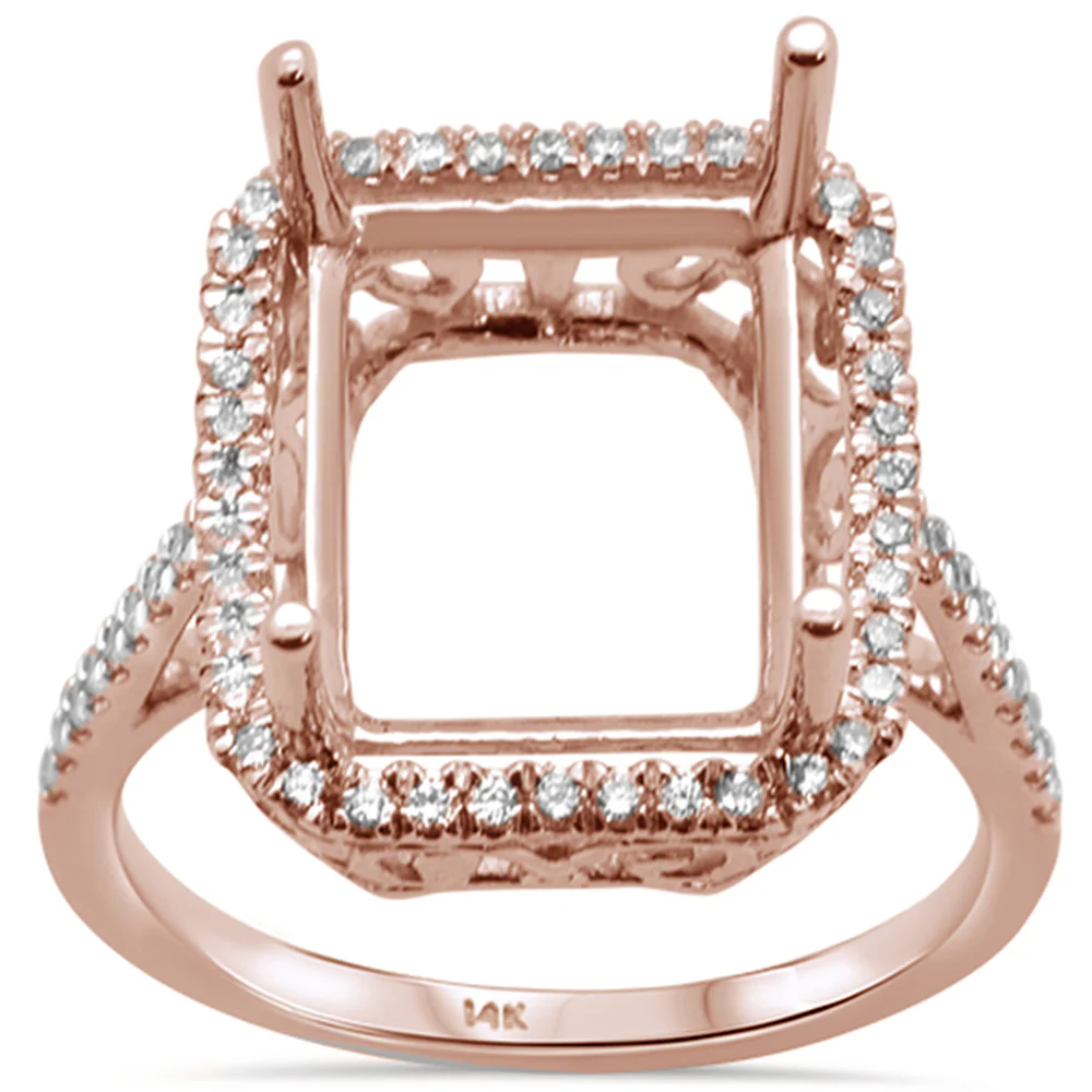 <span>DIAMOND CLOSEOUT! </span>.37ct G SI 14kt Rose Gold Radiant Cut Diamond Semi-Mount Ring Size 6.5