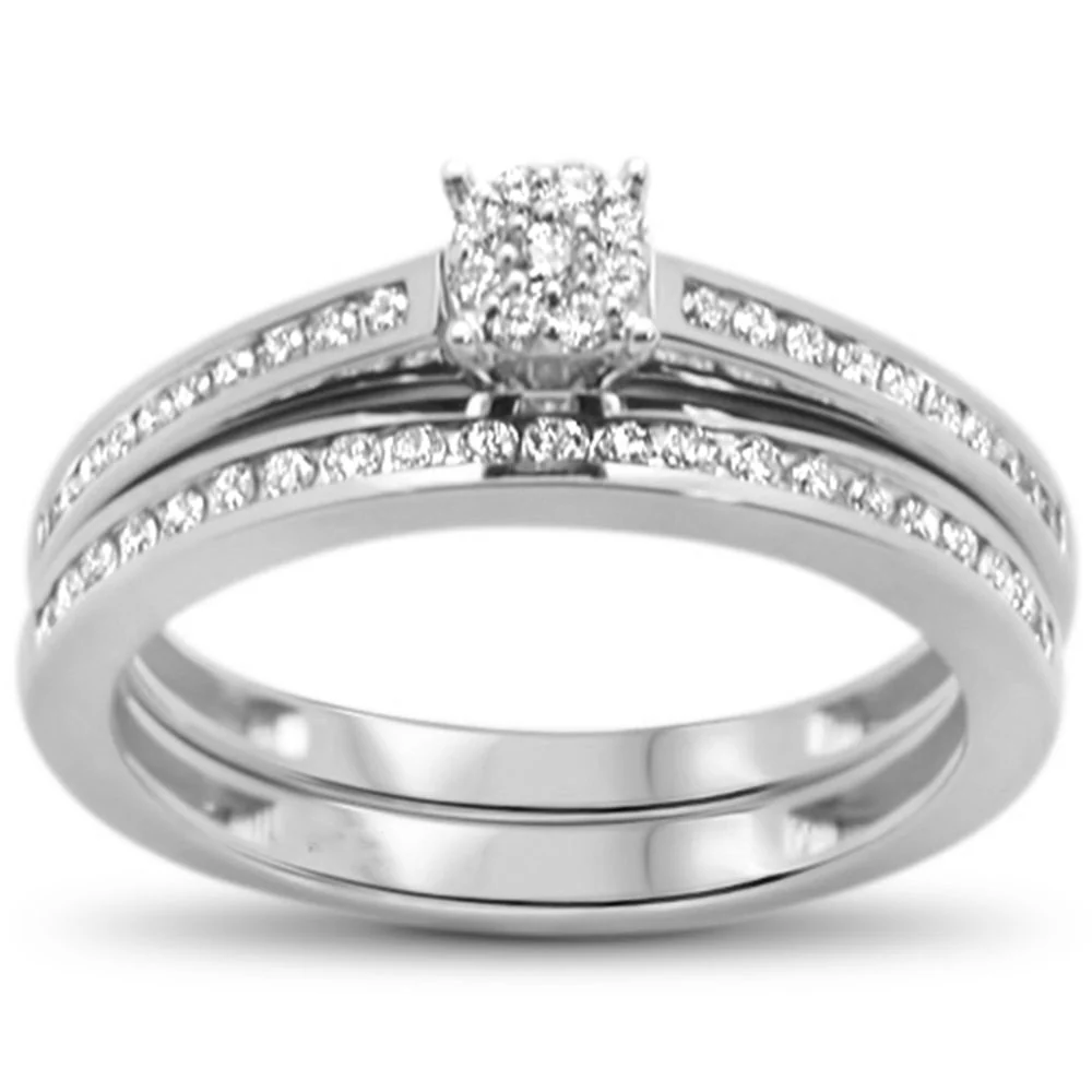 <span>DIAMOND CLOSEOUT! </span>.32ct F SI 10k White Gold Diamond Enagement Bridal Ring Set