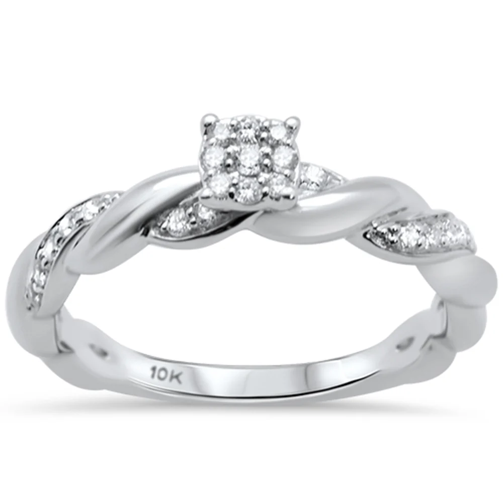 <span>DIAMOND CLOSEOUT! </span>.20ct G SI 10K White Gold Round Diamond Engagement Promise Ring Size 6.5