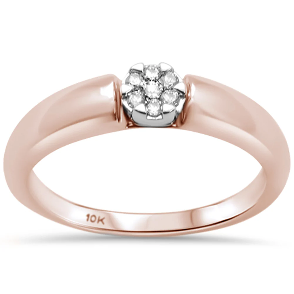 <span>DIAMOND CLOSEOUT! </span>.10ct G SI 10K Rose Gold Round Diamond Engagement Promise Ring Size 6.5