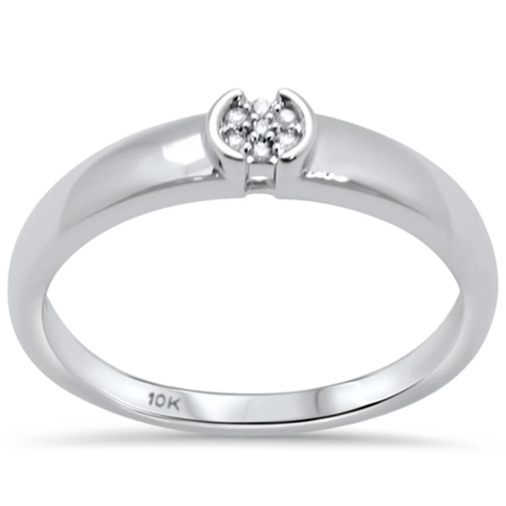 <span>DIAMOND CLOSEOUT! </span>.03ct G SI 10K White Gold Round Diamond Engagement Promise Ring Size 6.5