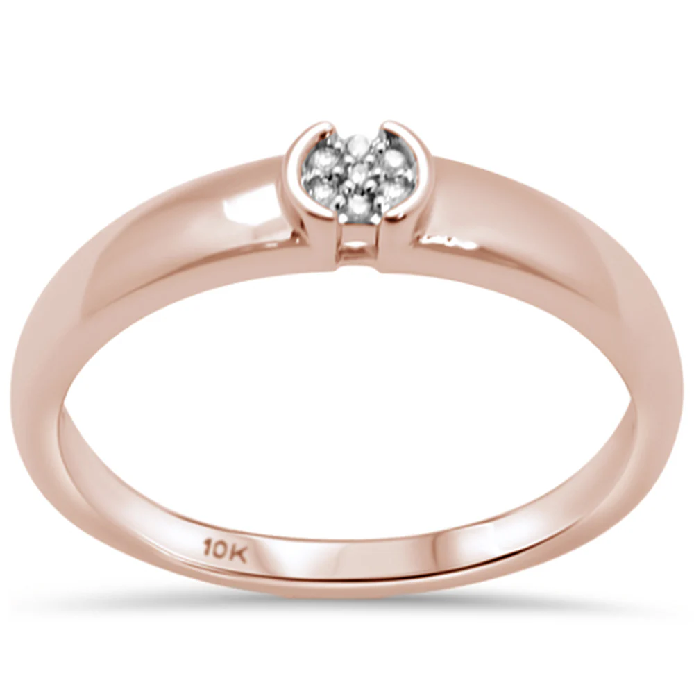 <span>DIAMOND CLOSEOUT! </span> .03ct G SI 10K Rose Gold Round Diamond Engagement Promise Ring Size 6.5