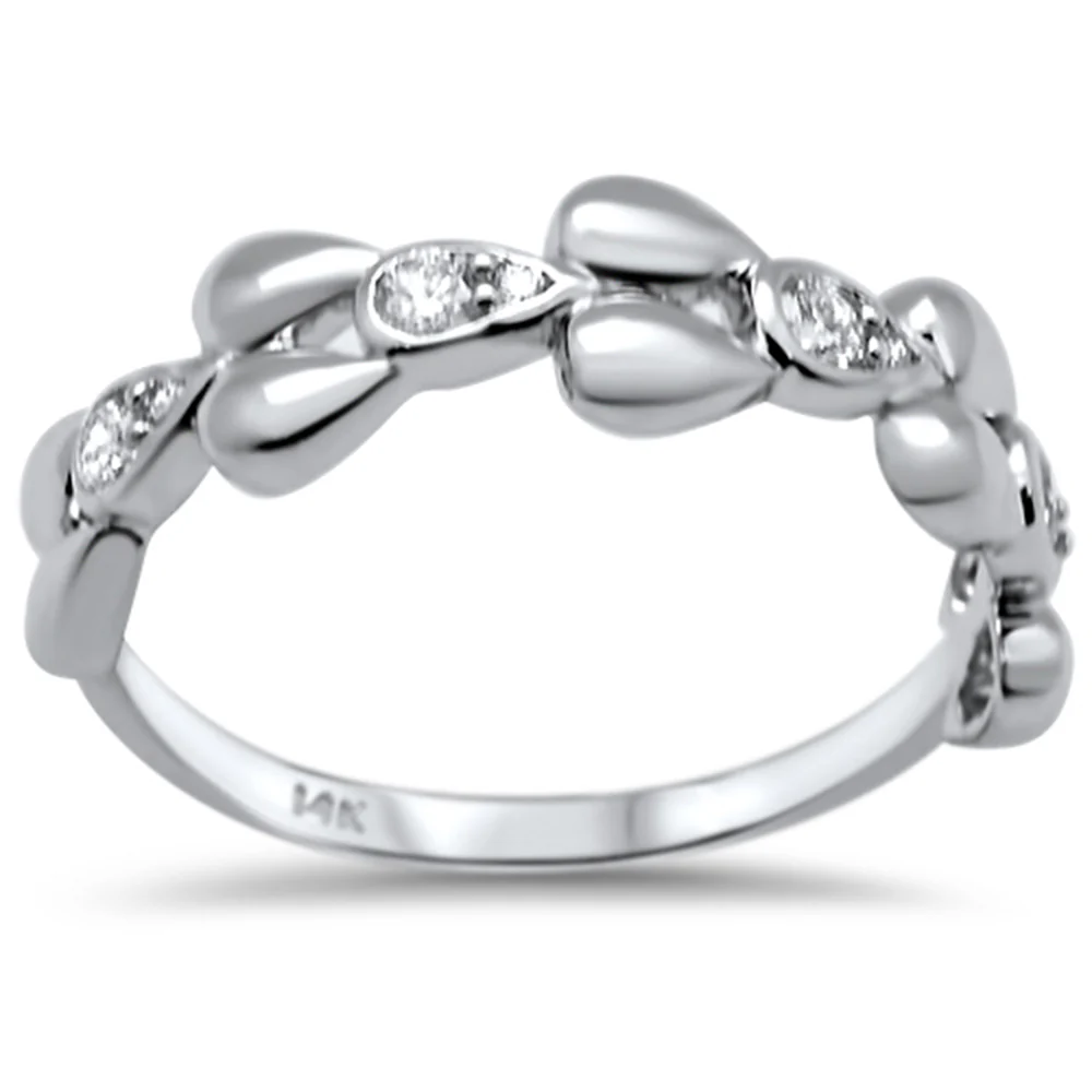 <span>DIAMOND CLOSEOUT! </span>.21ct F SI 14K White Gold Round Diamond Trendy Fine Band Ring Size 6.5