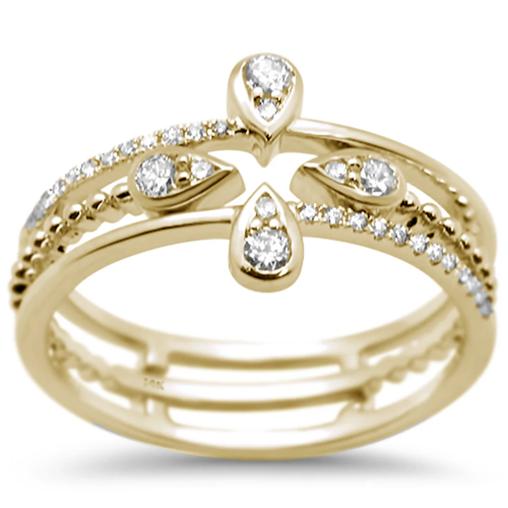 <span>DIAMOND CLOSEOUT! </span>.26ct G SI 14K Yellow Gold Trendy Cross Diamond Band Ring Size 6.5