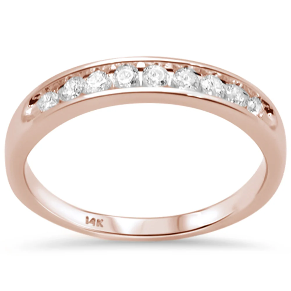<span>DIAMOND CLOSEOUT! </span>.25CT G SI 14K Rose Gold Diamond Channel Set Wedding Band Size 6.5
