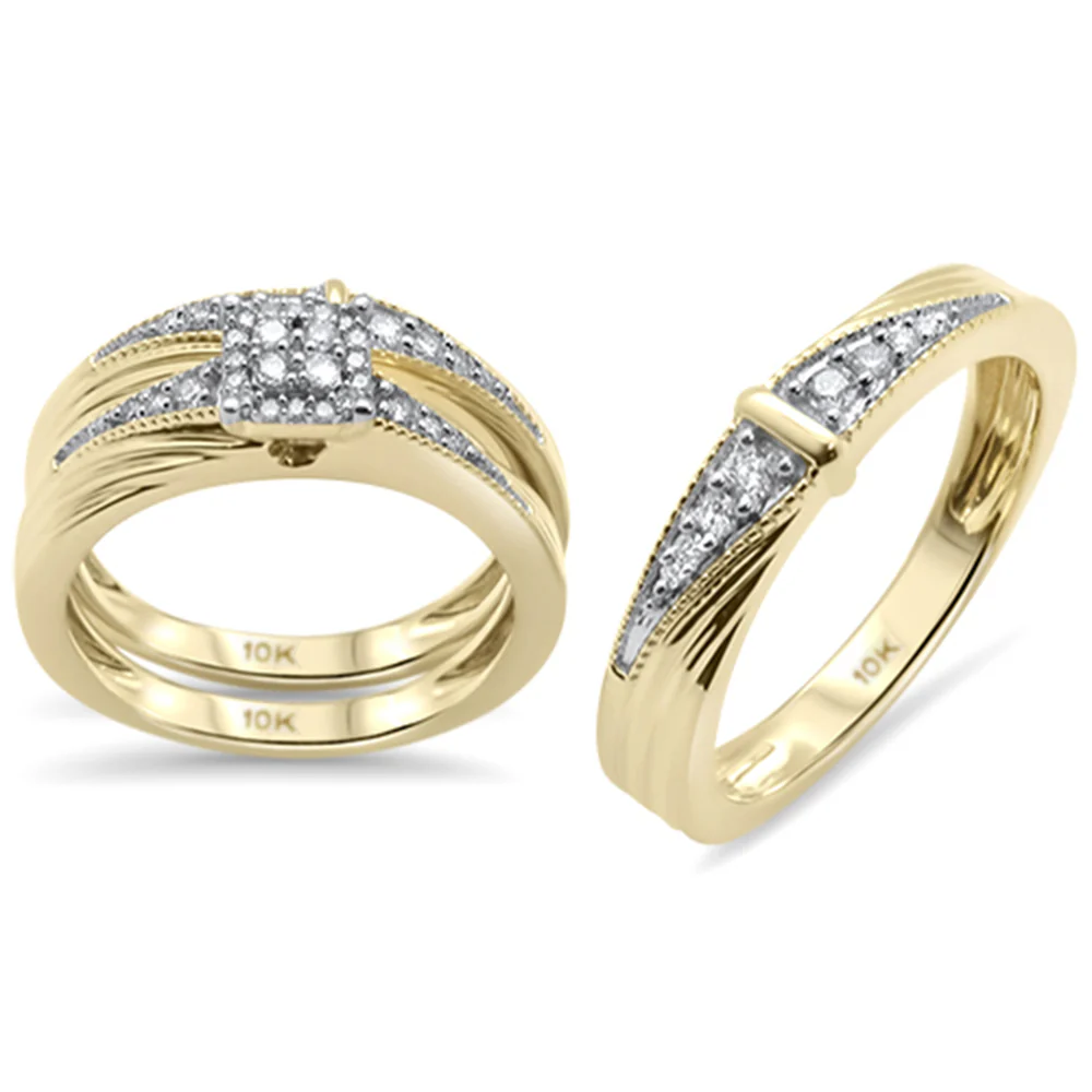 <span>DIAMOND CLOSEOUT! </span> .40ct G SI 10K Yellow Gold Diamond 3pcs Wedding Trio Set