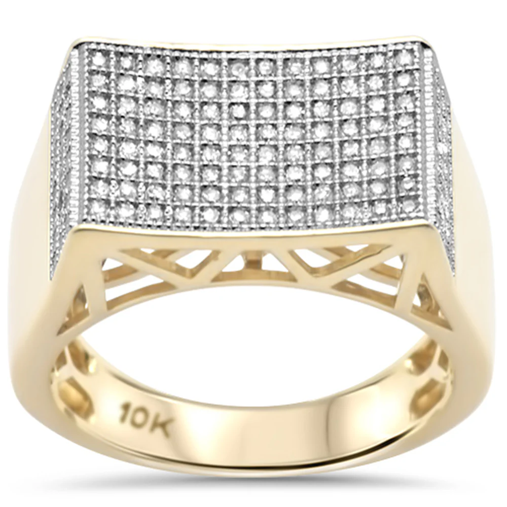 <span>DIAMOND CLOSEOUT! </span> .73ct G SI 10K Yellow Gold Diamond Men's Micro Pave Ring Size 10