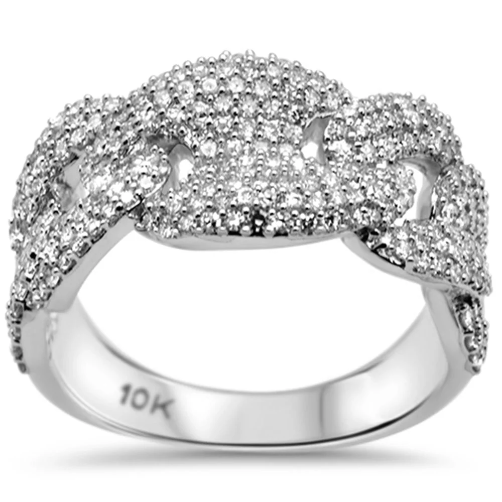<span>DIAMOND CLOSEOUT! </span> 1.25ct G SI 10K White Gold Diamond Mariner Link Men's Ring Size 10