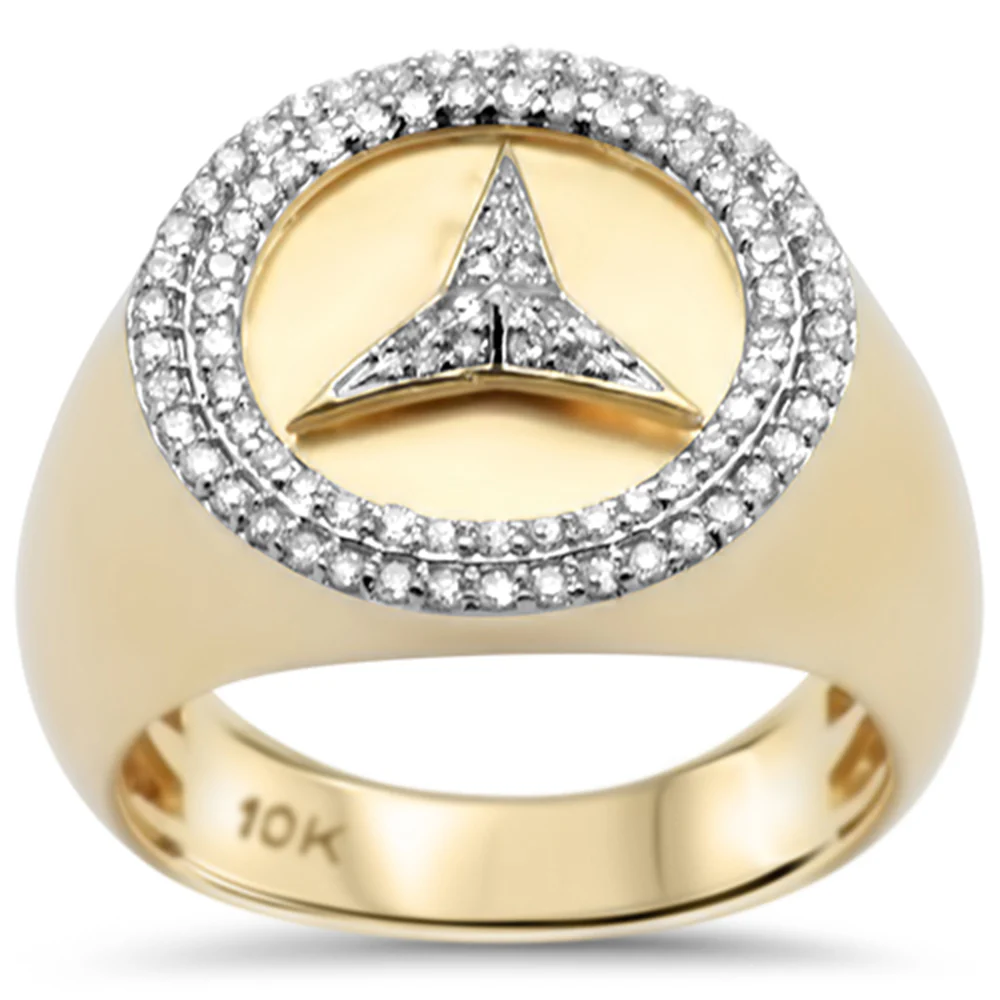 <span>DIAMOND CLOSEOUT! </span>.56ct G SI 10K Yellow Gold Diamond Men's Micro Pave Emblem Ring Size 10