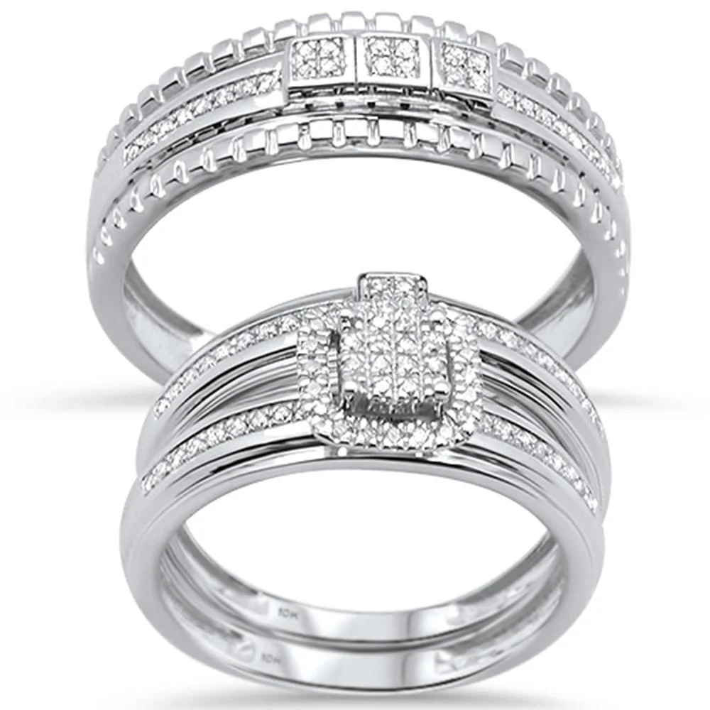 <span>DIAMOND CLOSEOUT! </span> .25ct G SI 10K White Gold Diamond Wedding Band Bridal Trio Set