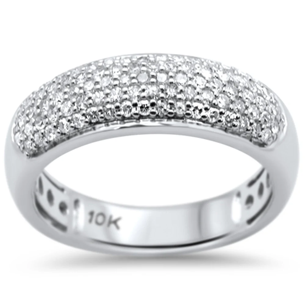 <span>DIAMOND CLOSEOUT! </span> .54ct G SI 10K White Gold Diamond Engagement Anniversary Pave Band Ring Size 6.5