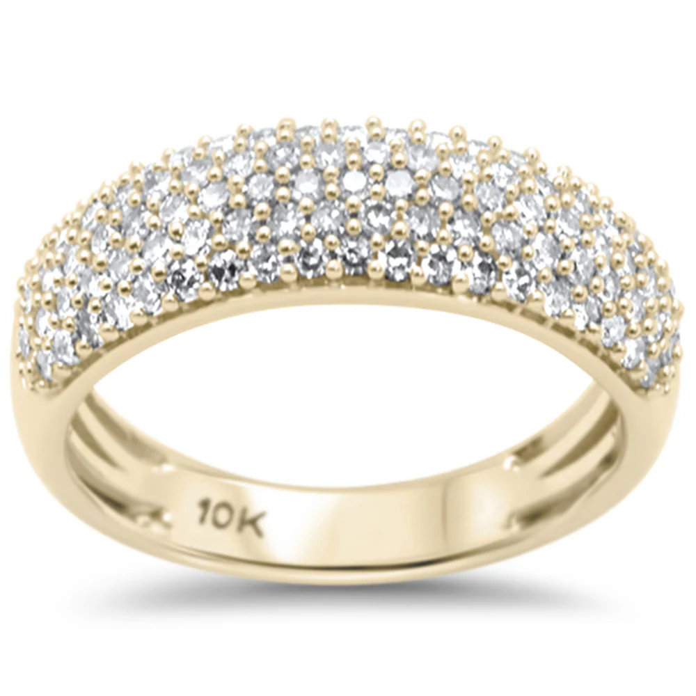 <span style="color:purple">SPECIAL!</span> .73ct G SI 10K Yellow Gold Diamond Engagement Anniversary Pave Band Ring Size 6.5