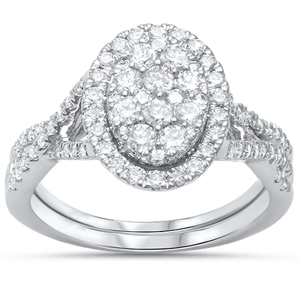 <span>DIAMOND CLOSEOUT! </span> 1.01ct G SI 10kt White Gold Oval Diamond Ring Bridal Set