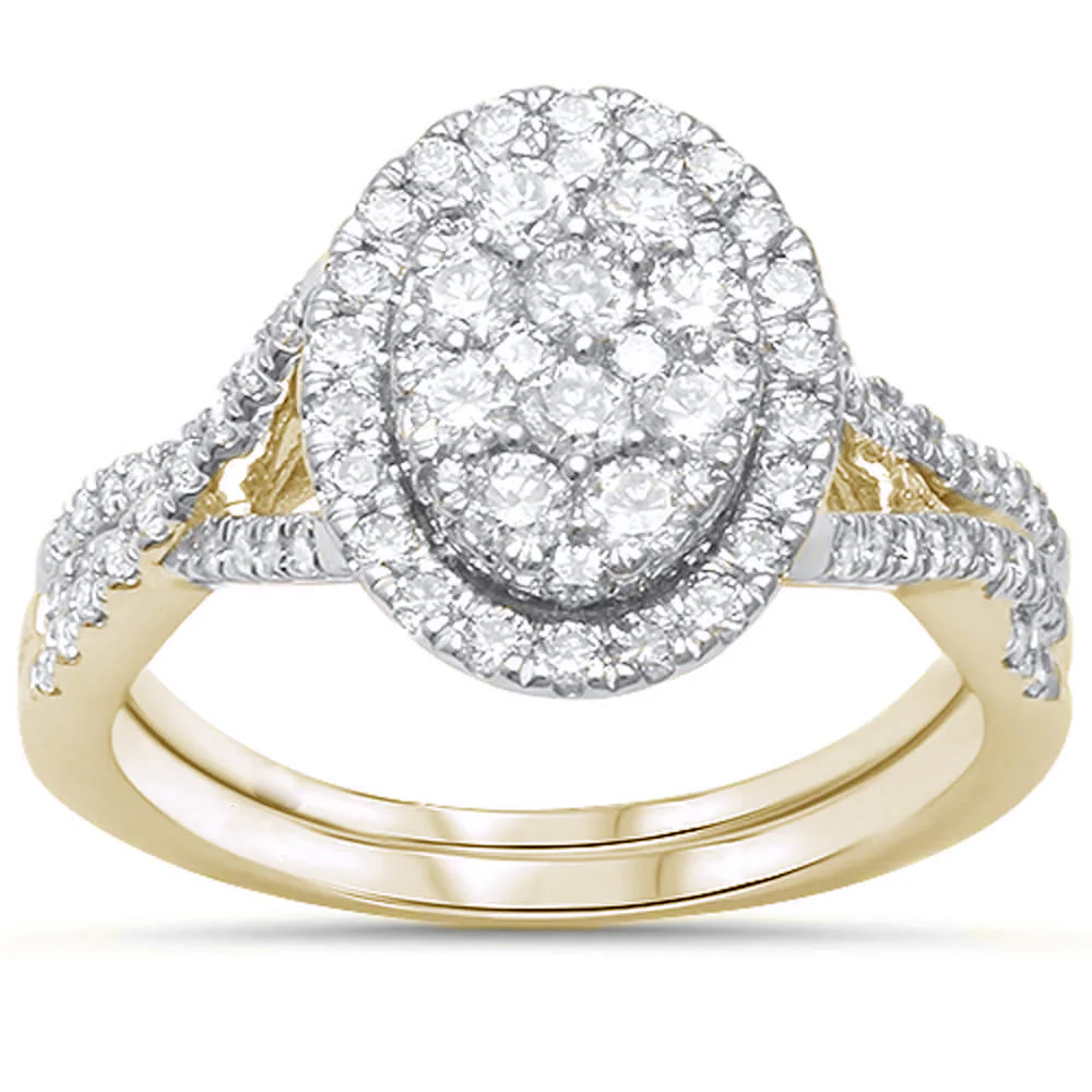 <span>DIAMOND CLOSEOUT! </span> .97ct G SI 10kt Yellow Gold Oval Diamond Ring Bridal Set SZ 6.5